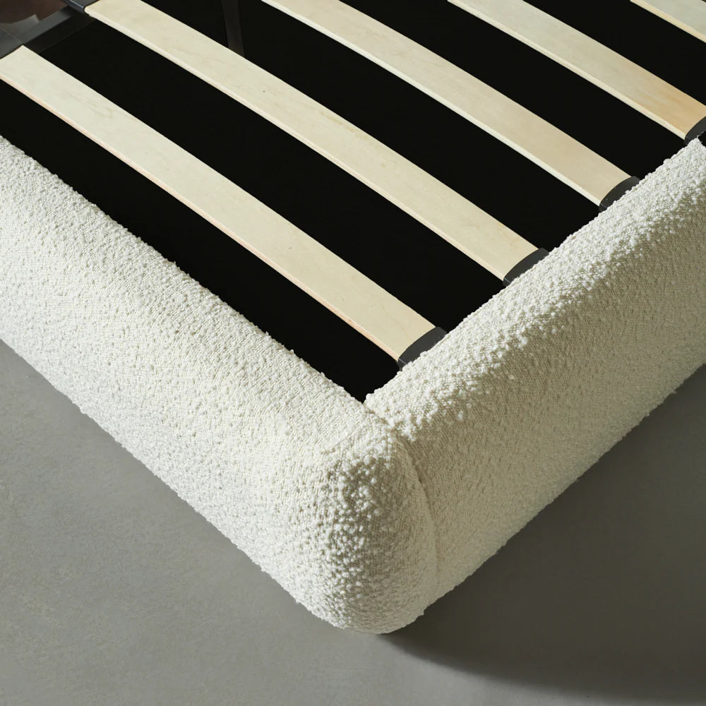 TOULOUSE - Cream Boucle Fabric Bed - Image 3
