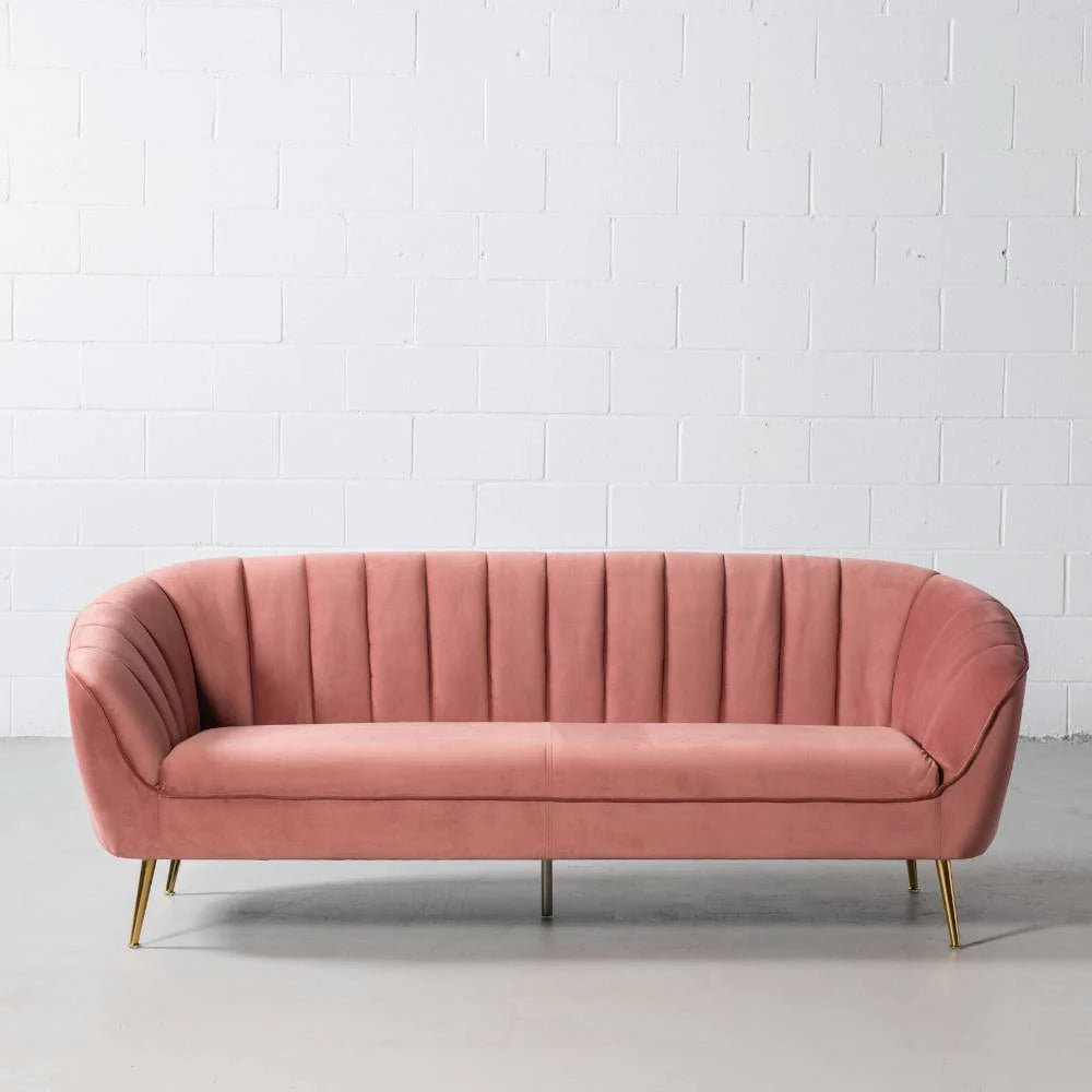 AUDREY - Pink Velvet Sofa - Image 3