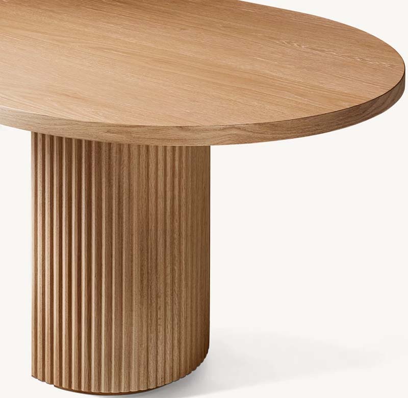 Oblong Natural Oak Wood Dining Table Modern Wood Dining Table Set 6 Seater - Image 3