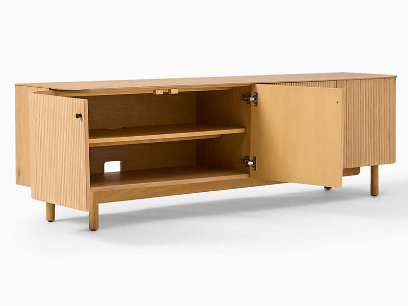 Oak Veneer Over Engineered Wood Top Cabinet Solid Wood Legs Storage Cabinet - Image 2