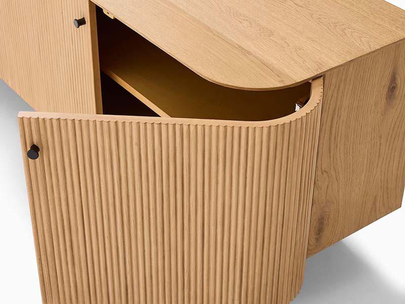Oak Veneer Over Engineered Wood Top Cabinet Solid Wood Legs Storage Cabinet - Image 5