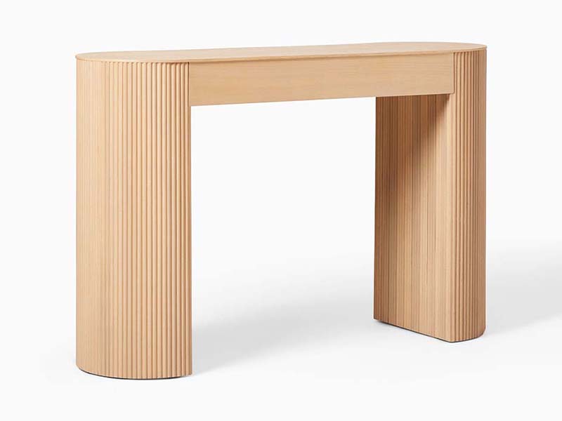 Oak Veneer Over Engineered Wood Top and Sides Console Covered in a Blonde finish Wood Console With Drawers - Image 4