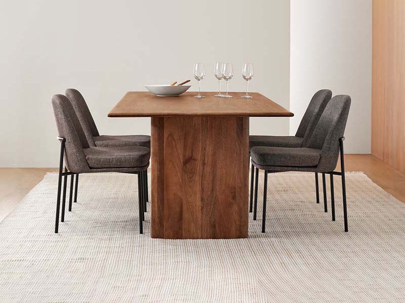 Natural Color Solid Wooden Dining Table Modern Substantial Dining Table with Graceful Lines - Image 2