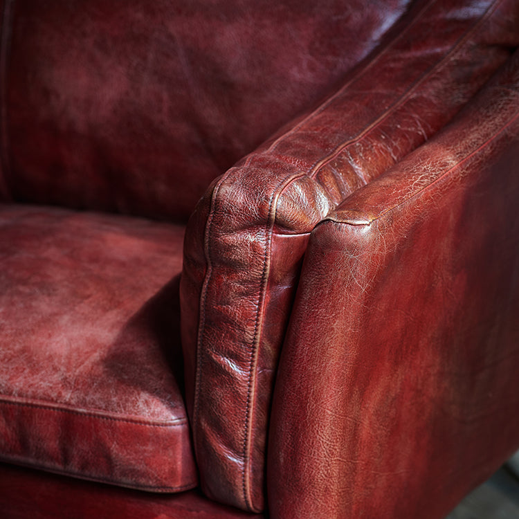 Antique Style Top Genuine Leather Sofa  Seater for 2 Sofa Set Living Room - Image 4
