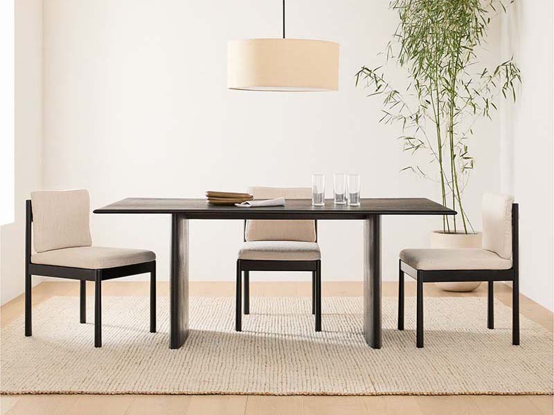 Natural Color Solid Wooden Dining Table Modern Substantial Dining Table with Graceful Lines - Image 3