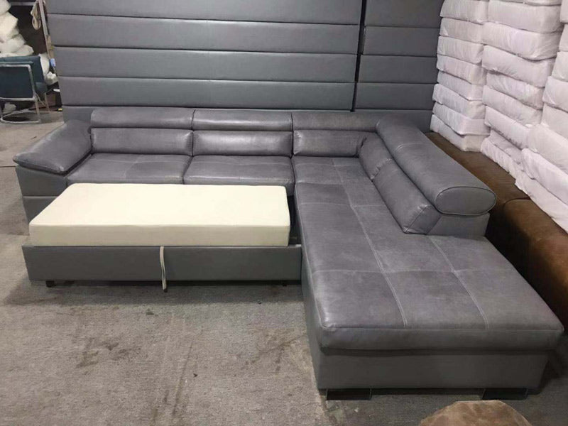 Grey Sofa Bed,Lounge Sofa Bed,Pu Sofa Bed,Genuine Leather Sofa Bed,Living Room Sofa Bed For Leisure - Image 4