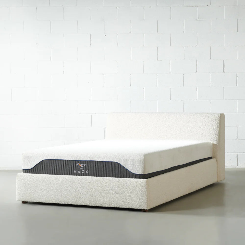HARPER - Cream Boucle Fabric Lift Up Storage Platform Bed - Image 7