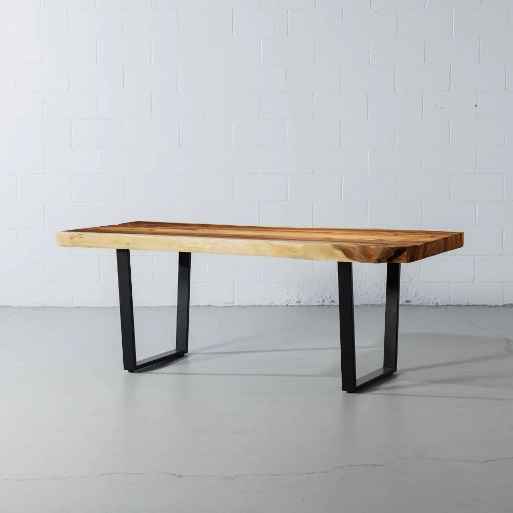 Live Edge Suar Table with Black U Shaped Legs/Natural Finish - Image 8