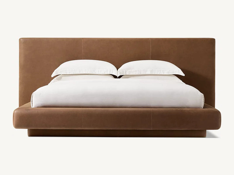 Brown Fabric and Oak Solid Wood Bed Faddish Modern Style Bedroom Bed - Image 2