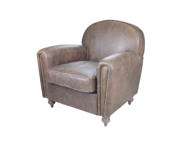 Antique Chair,European Style Living Room Chair,Genuine Leather Chair With Rivets - Image 2
