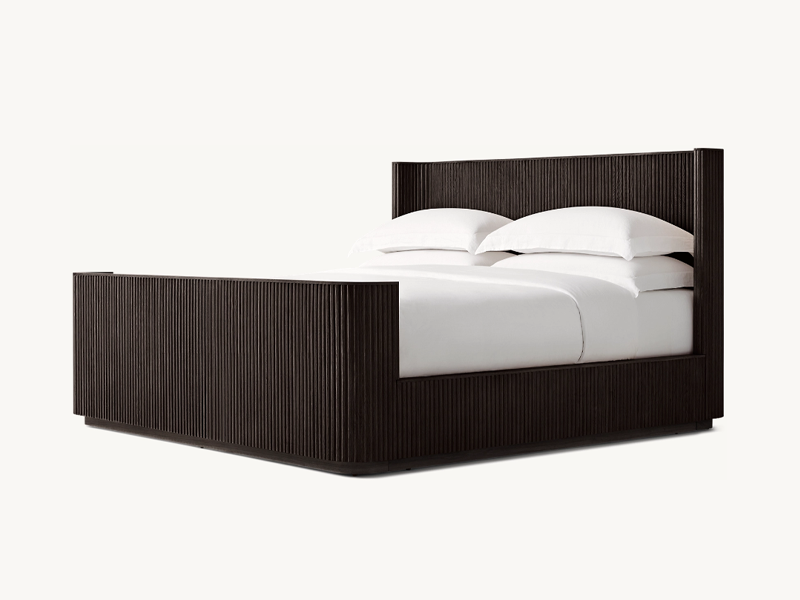 Wholesale Bedroom European White Oak Bed Faddish Striated With Footboard - Image 2