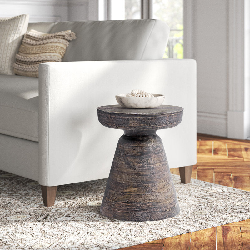 Briar Neutral Drum Wooden Accent Table - Image 2