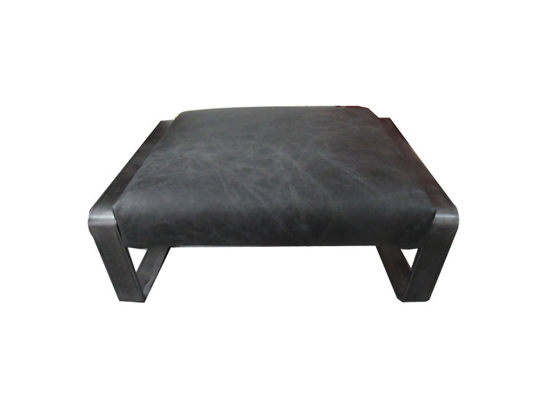 Black Square Leather Ottoman Chair,Stainless Steel Frame Ottoman Chair - Image 2