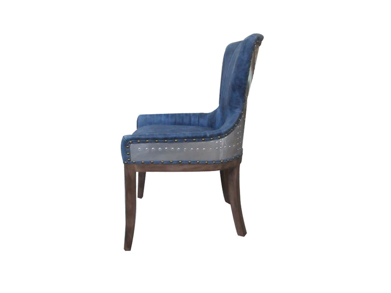 Blue Dining Chair,Leather Chairs,Bar Chair With Wood Legs,High Back Chair - Image 2