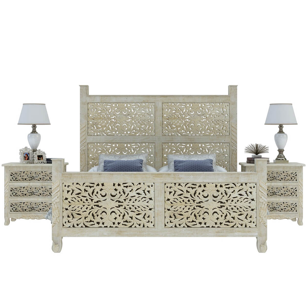 Callahan Solid Wood Hand Carved Platform Bed - Image 2
