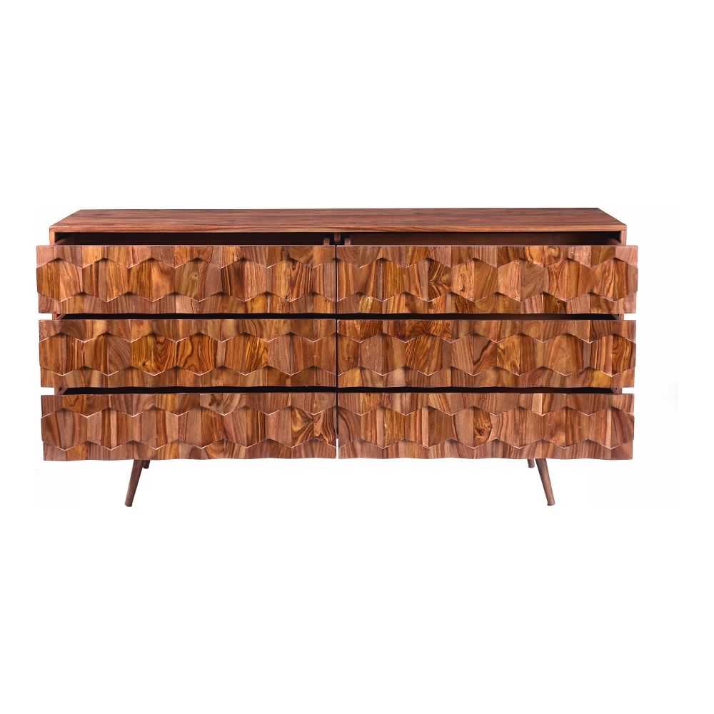 Modern Geo Wood 6-Drawer Dresser - Image 3