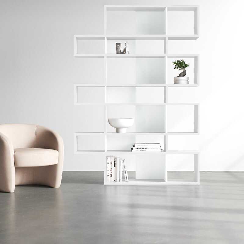Matte White Kamari Geometric Bookcase - Image 4