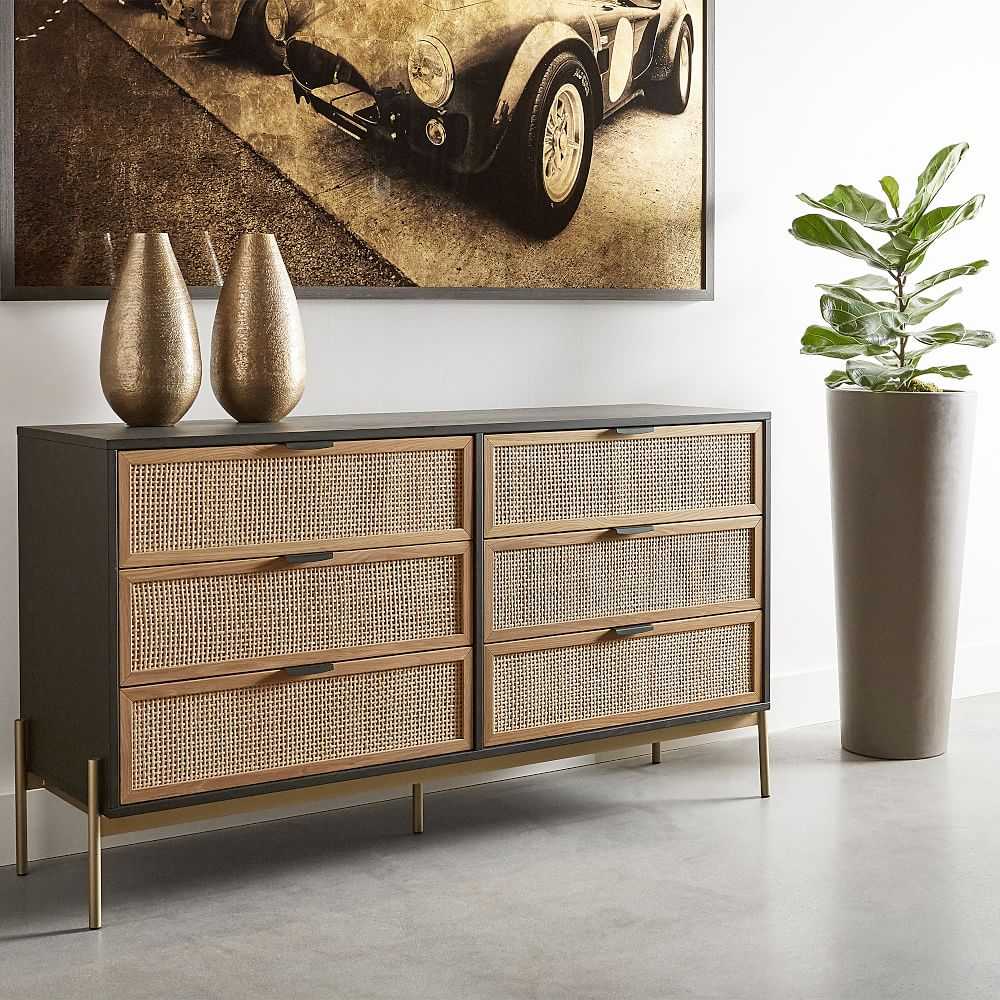 Cole Rattan & Wood 6-Drawer Dresser - Image 4