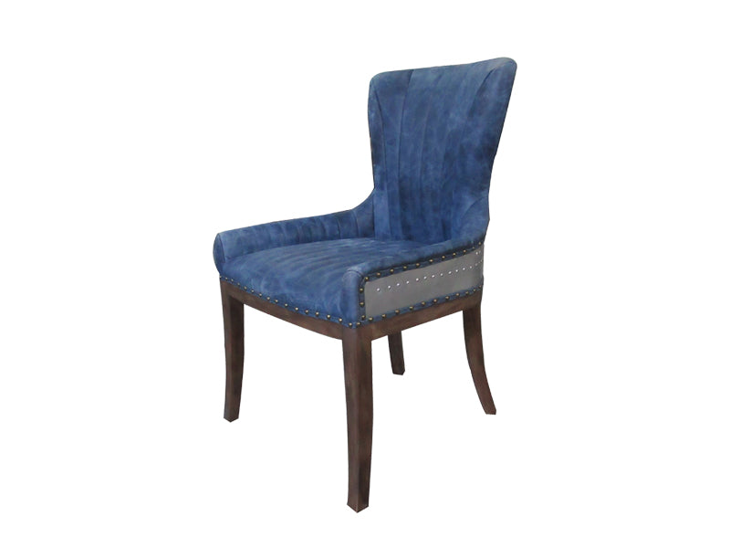 Blue Dining Chair,Leather Chairs,Bar Chair With Wood Legs,High Back Chair - Image 3