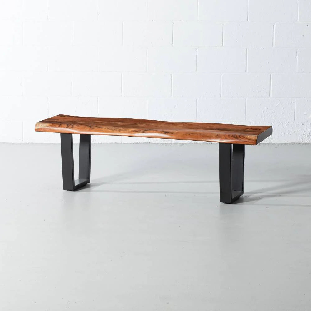 Acacia Live Edge Bench with Black U Shaped Legs/Natural Color - Image 4