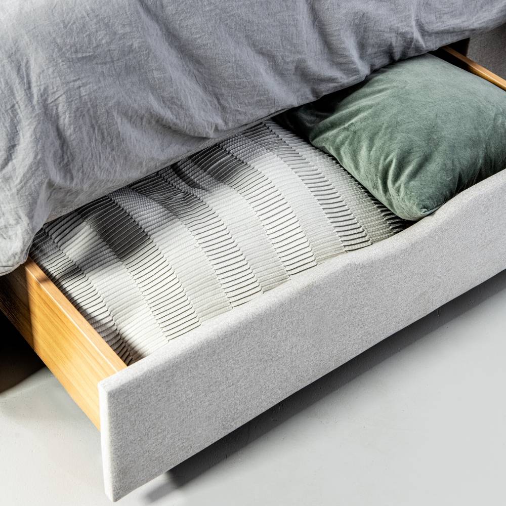 ANNISTON - Grey Fabric Bed with Storage - Image 5