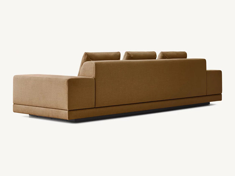 Modern Brown Linen Fabric and Feather Sofa with 3 Seats - Image 3