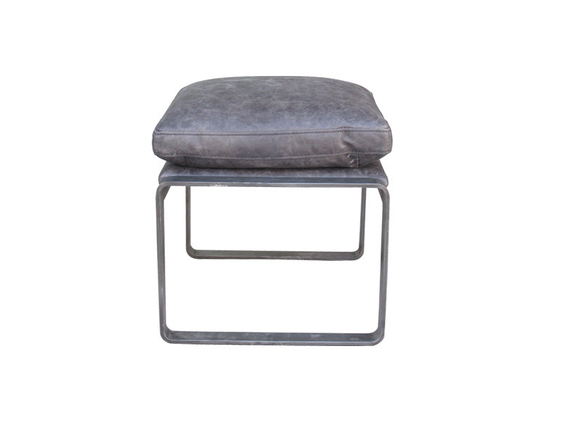 Antique Footstool Ottoman,Metal Frame Ottoman,Genuine Leather Ottoman - Image 3