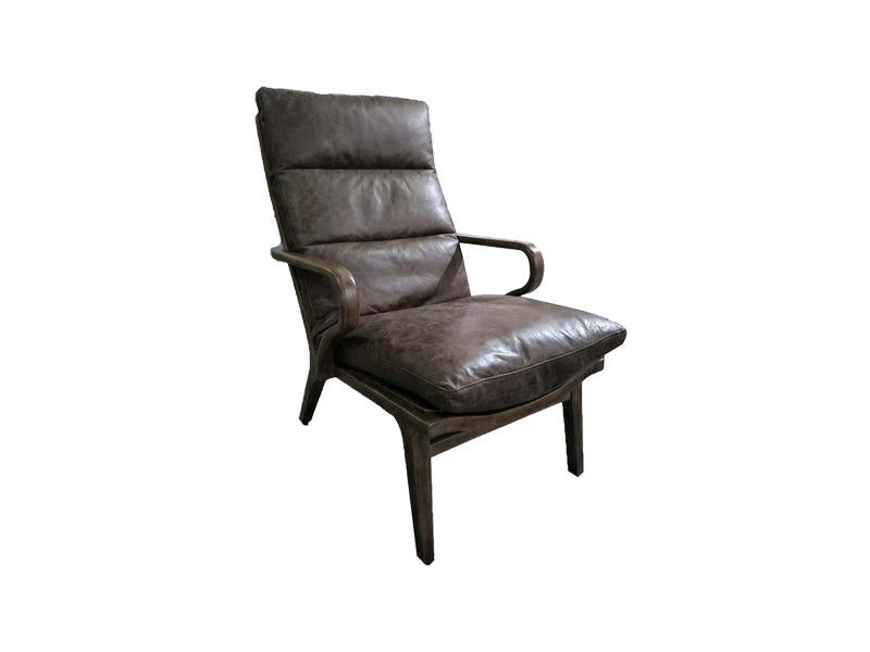 Genuine Leather Chair,Living Room Chair,High Back Chair,Wood Chair - Image 2
