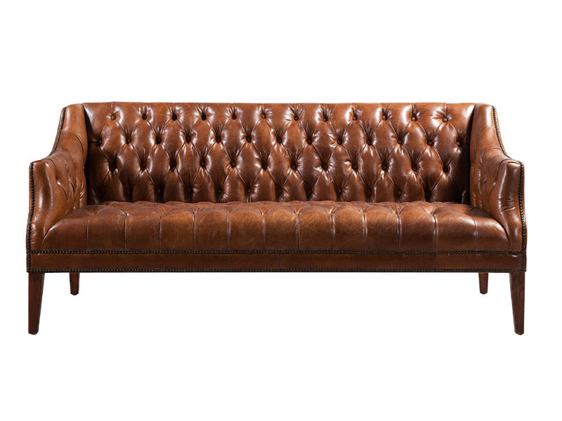 Vintage Leather Chesterfield Sofa Couch - Image 3