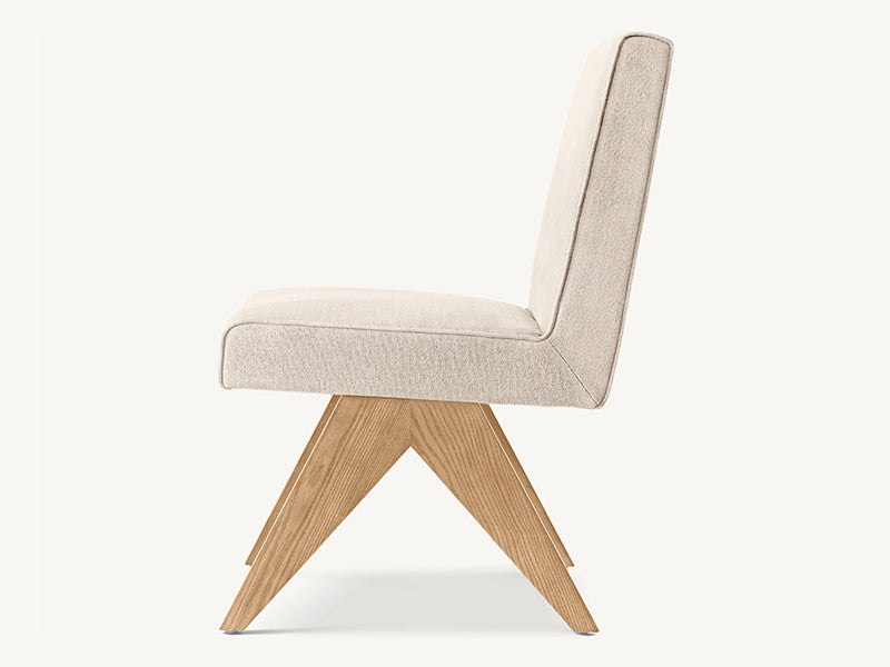 Modern Oak Wood and Fabric Dining Armchair Light Oak Solide Wood Dining Chair - Image 2