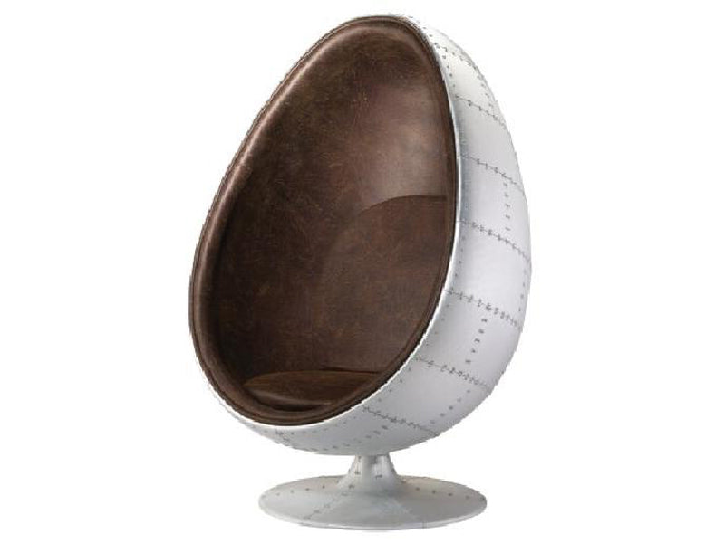 Vintage Leather Aviator Egg Pod Chair - Image 3