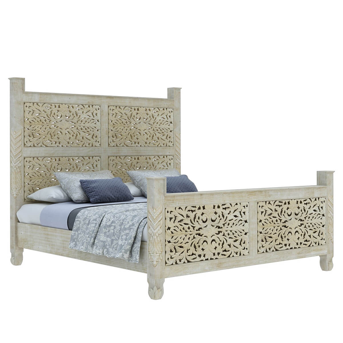 Callahan Solid Wood Hand Carved Platform Bed - Image 3