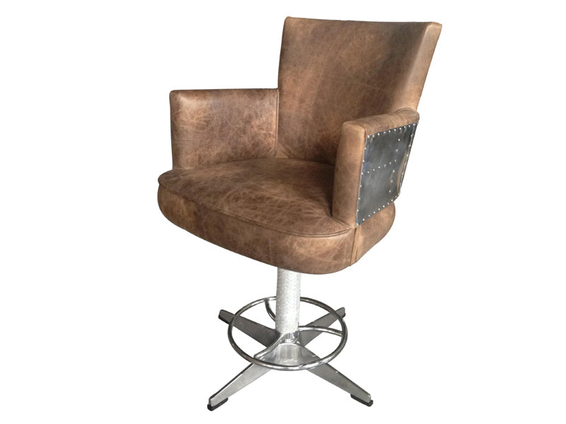 Swivel Aviator Antique Leather Bar Chair - Image 2
