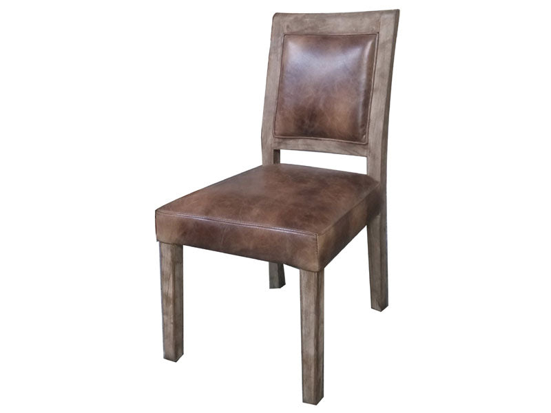 French Style Distressed Oak Wood Dining Chair - Image 3