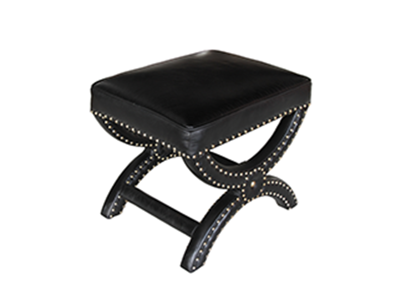 Riveted Toscane Vintage Leather Cross Ottoman - Image 2