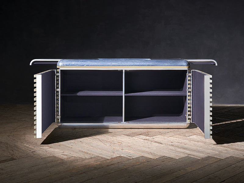 Trace Striated Aluminum Credenza Cabinets Custom Size and Color Storage Cabinets - Image 4