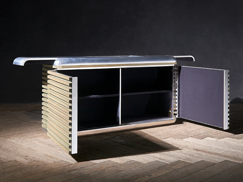 Trace Striated Aluminum Credenza Cabinets Custom Size and Color Storage Cabinets - Image 2