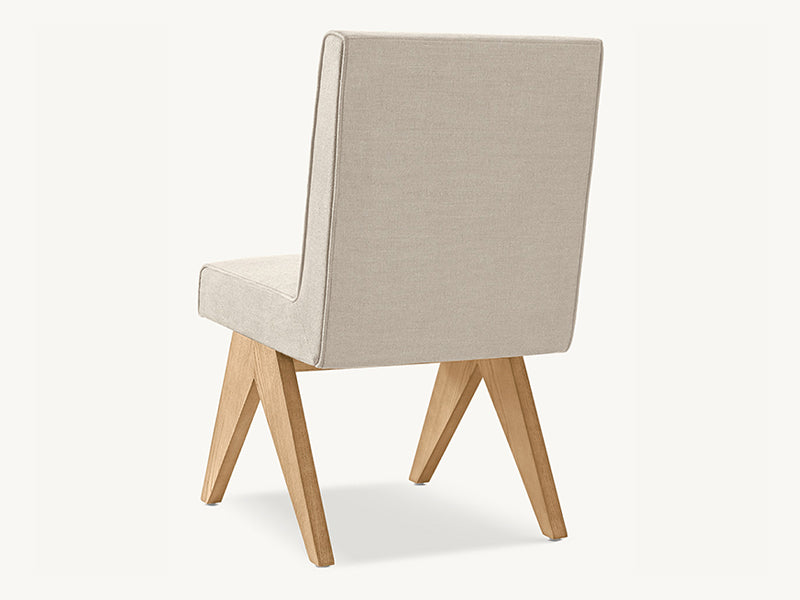 Modern Oak Wood and Fabric Dining Armchair Light Oak Solide Wood Dining Chair - Image 3