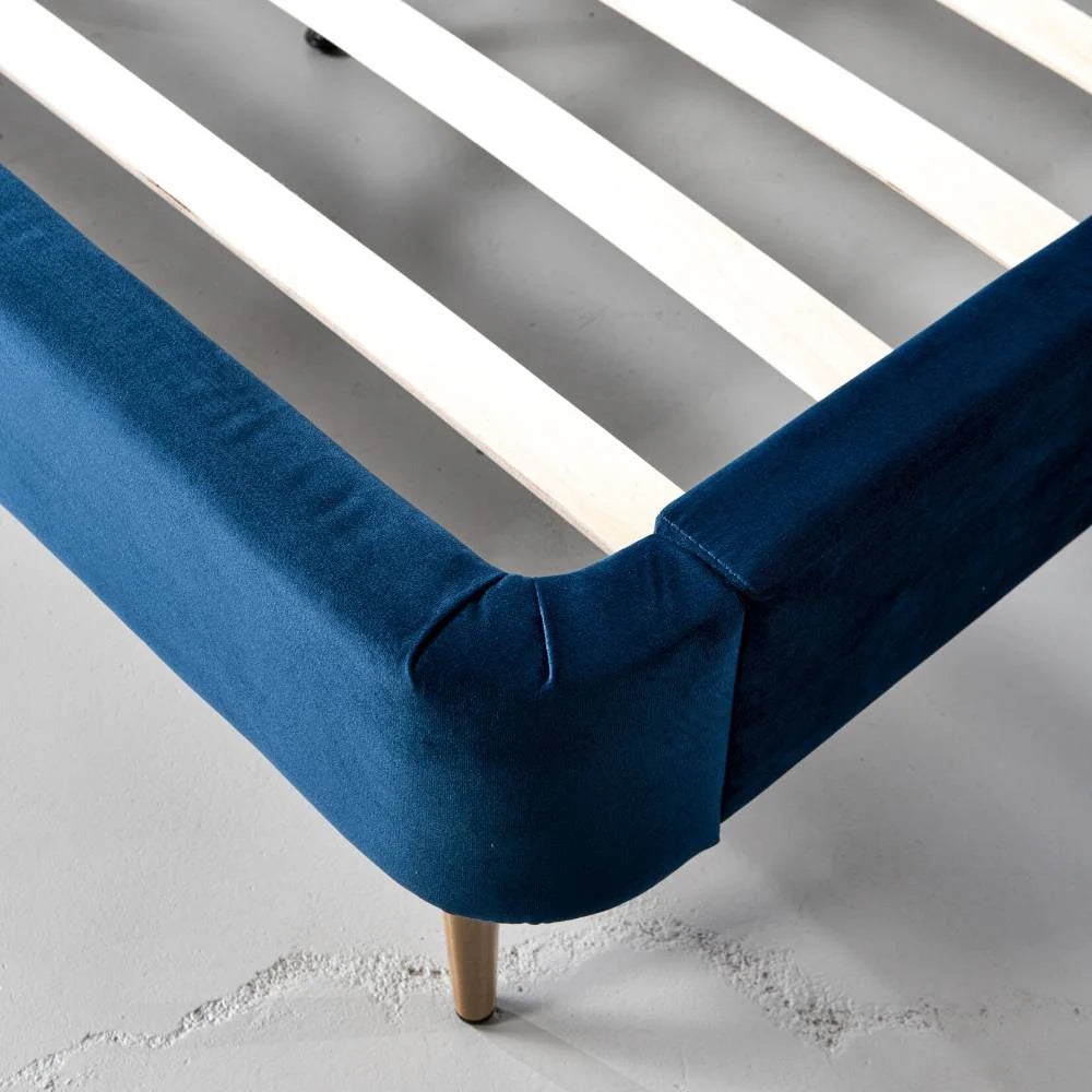 MEREDITH - Dark Blue Velvet Bed - FINAL SALE - Image 3