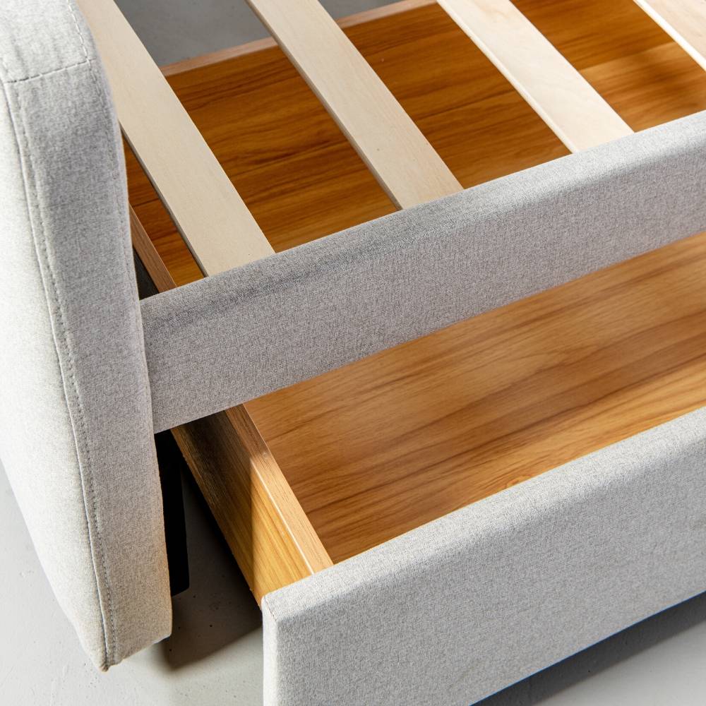 ANNISTON - Grey Fabric Bed with Storage - Image 6