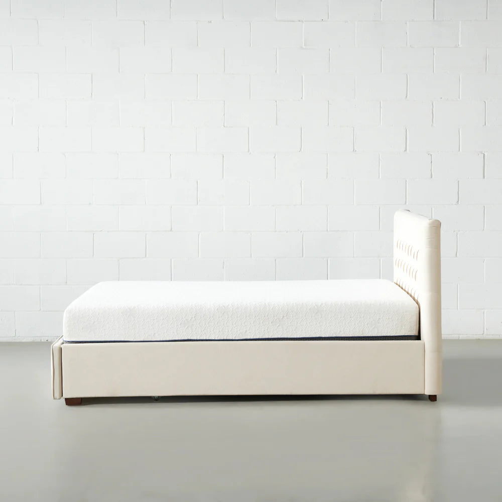 AMARA - Beige Fabric Bed - Image 4