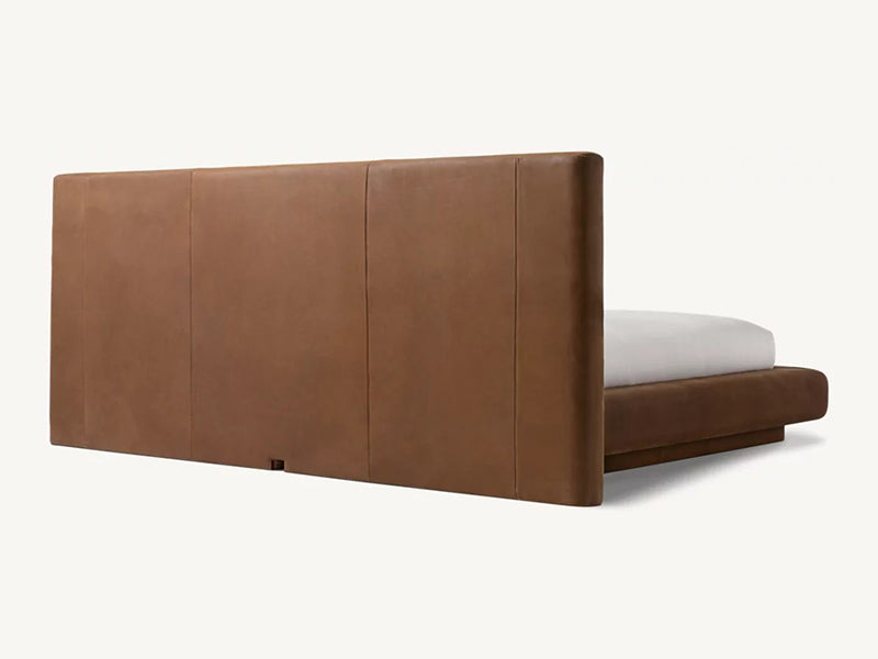 Brown Fabric and Oak Solid Wood Bed Faddish Modern Style Bedroom Bed - Image 4