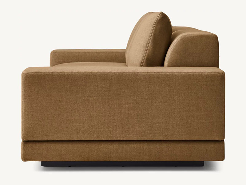 Modern Brown Linen Fabric and Feather Sofa with 3 Seats - Image 2