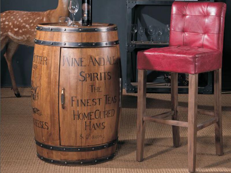 Tufted Back High Stool in Vintage Leather - Image 2