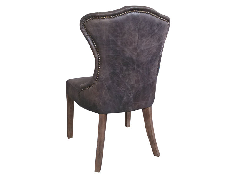 Tufted Camel Back Vintage Leather Side Chair for Dining - Image 2