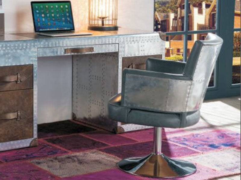Swivel Aviator Antique Leather Bar Chair - Image 3
