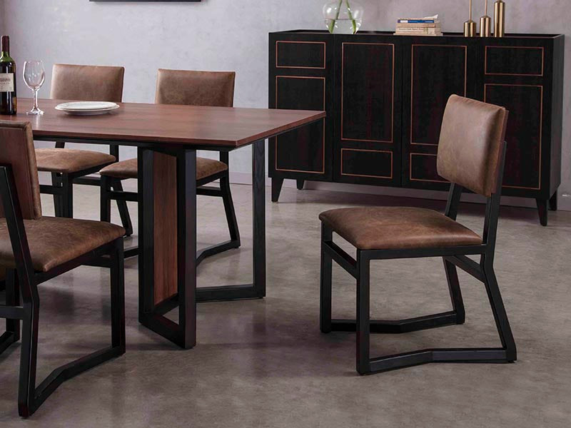 Wooden Leather Rustic Restaurant Luxury Dining Chair - Image 2