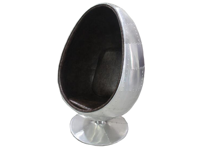 Vintage Leather Aviator Egg Pod Chair - Image 4