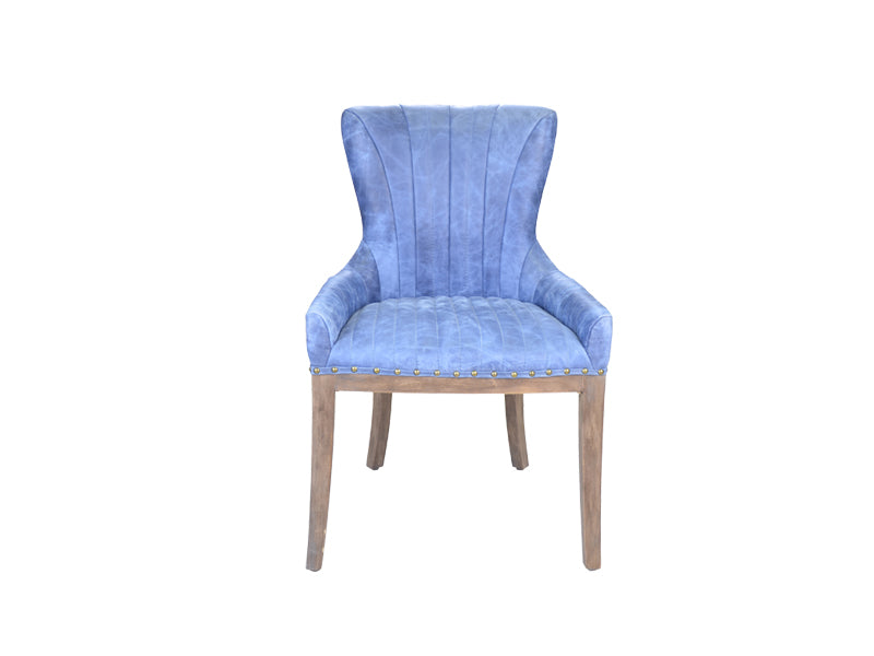 Blue Dining Chair,Leather Chairs,Bar Chair With Wood Legs,High Back Chair - Image 4