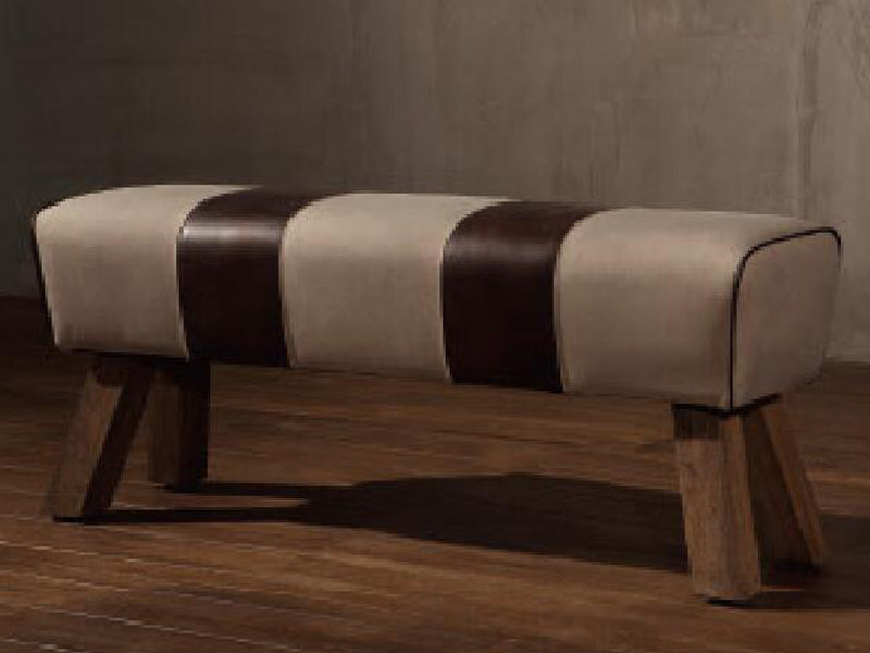 Canvas and Vintage Leather Hours Stool - Image 2